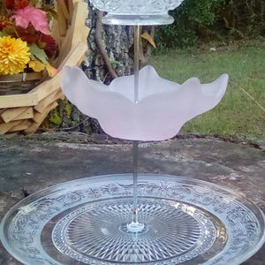 Pink Flower Tier CAKE STAND Wedding Serving